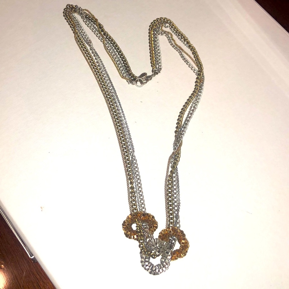 Mixed metal chain link necklace
